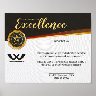 Poster Certificado do prêmio do empregado de funcionario