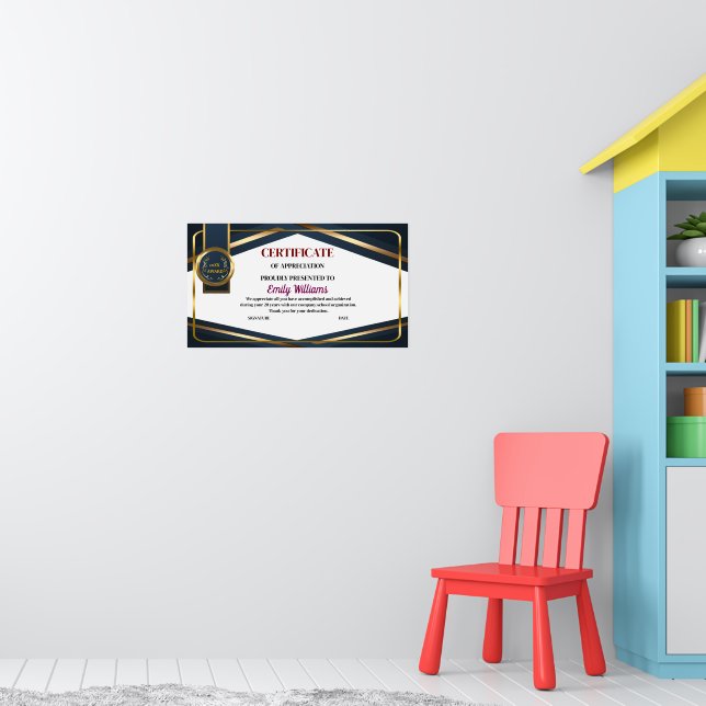 Poster Certificado Dourado de Obtenção de Apreciação Pers (Berçário 1)