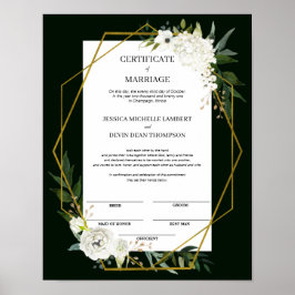 Poster Certificado Elegante de Guarda Floral de Casamento