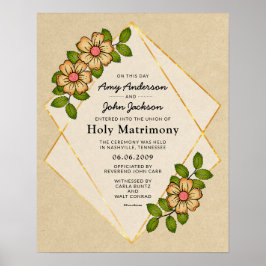 Poster Certificado Geométrico de Casamento Sagrado