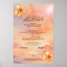 Certificado Islâmico de Nikah Flor de Pêssego e Pé