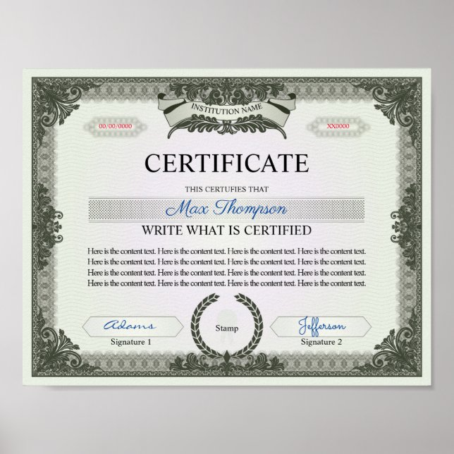 Poster Certificado multiuso (Frente)