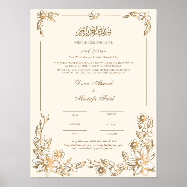 Poster Certificado Nikah (Frente)