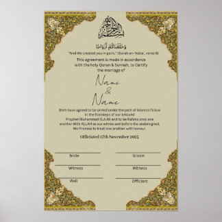 Poster Certificado Nikkah Islâmico