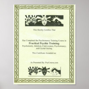 Poster Certificado psíquico do treinamento