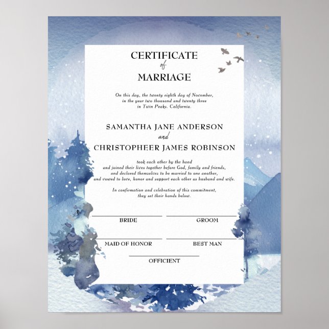 Poster Certificado Rustic Blue Pine Keepsasasak (Frente)