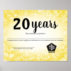 Poster Certificado universal do aniversário do empregado