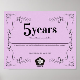 Póster Certificado universal do aniversário do empregado