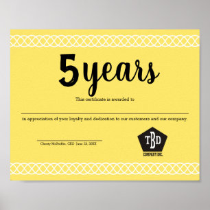 Póster Certificado universal trançado do aniversário do