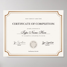 Poster Certificado Vintage Simples, diploma