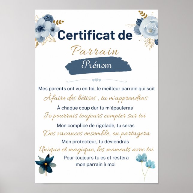 Poster certificat de Parrain (Frente)