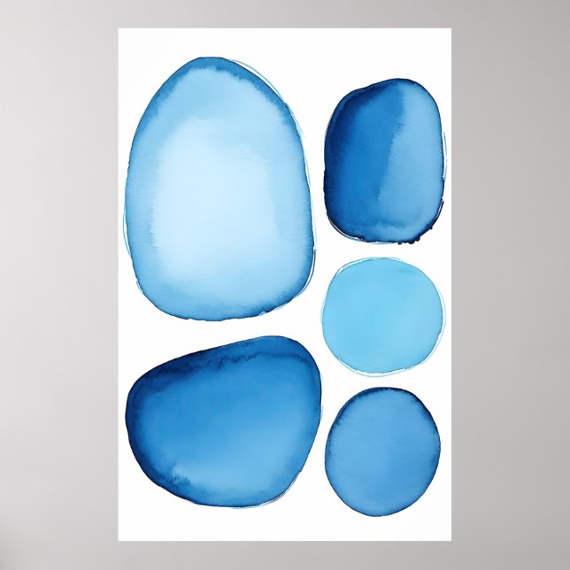 Poster Cerulean Blue Essence Abstrato (Frente)