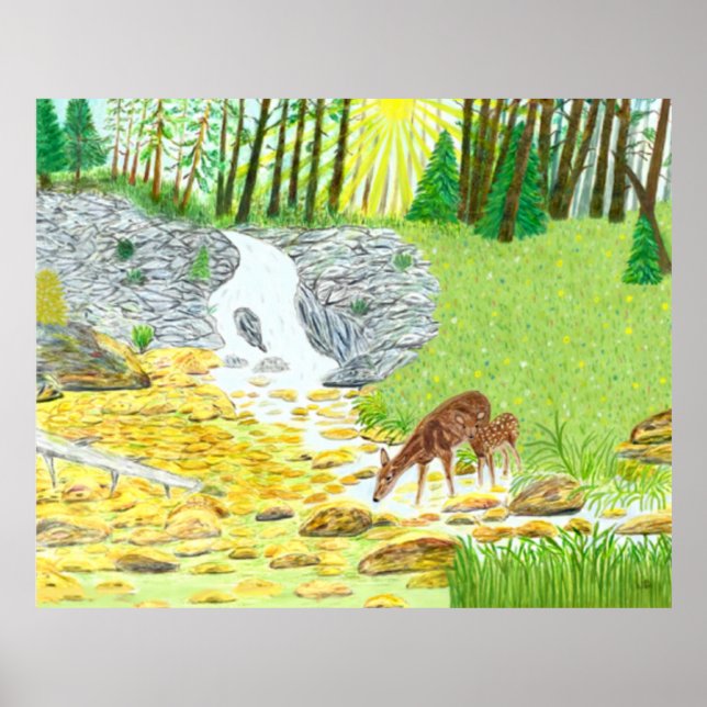 Poster Cerva e filhote (Frente)