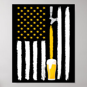 Poster Cerveja Artesanal Bandeira Americana EUA 4 de Julh
