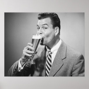 Póster Cerveja do bebendo do homem de negócios