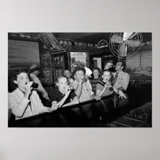 Poster Cerveja Do bebendo No Bar - Depressão Do Excelente (Frente)