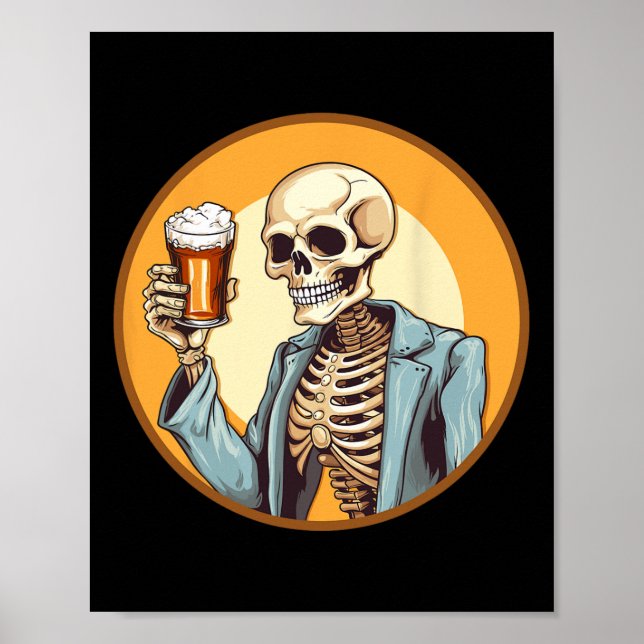 Poster Cerveja do Bebendo Skeleton Halloween (Frente)