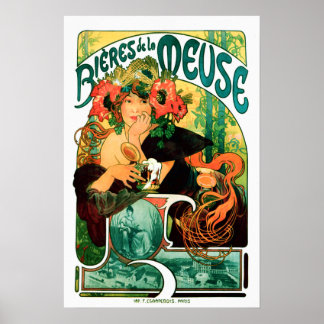 Póster Cerveja do Meuse Alphonse Mucha Fine Art