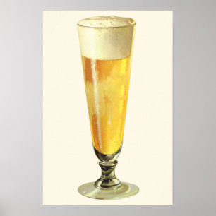 Poster Cerveja Draft Alta Vintage, Bebida Alcoólica