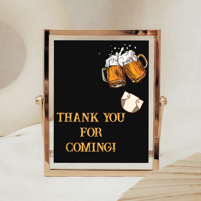 Poster Cerveja e Chá de fraldas Fralda Obrigado por vir (Brewing Diaper Party Baby Shower Thank You for Coming Sign)