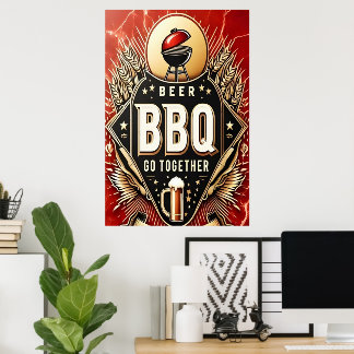 Poster Cerveja e CHURRASCO vão juntos