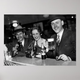 POSTER CERVEJA E PRETZELAS APÓS A PROIBIÇÃO DE 1933