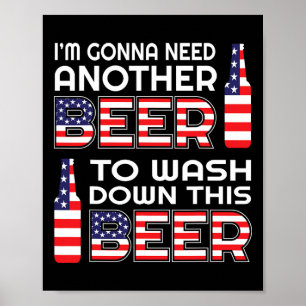 Poster Cerveja Engraçada Bandeira dos EUA 4 de Julho