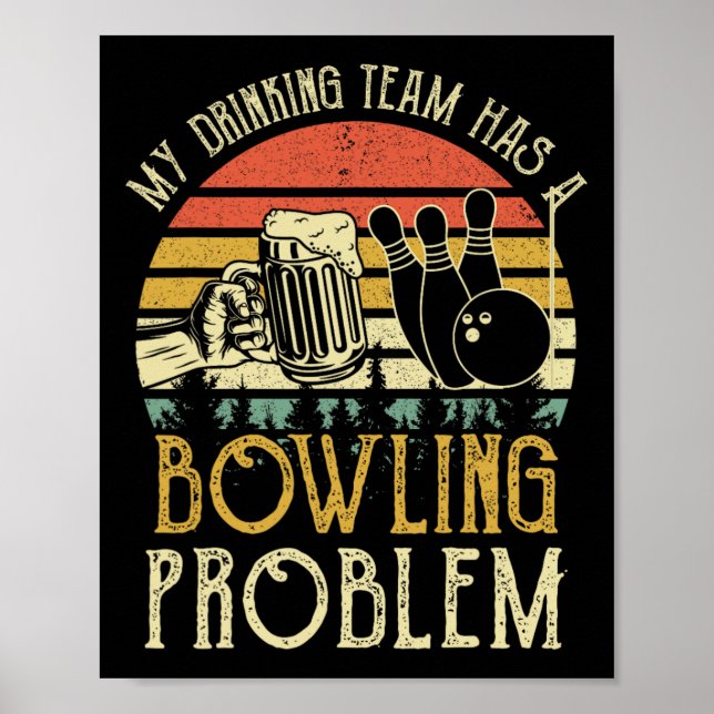 Poster Cerveja Engraçada Minha Equipe De Bebendos Tem Uma (Frente)