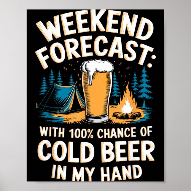 Poster Cerveja gelada camping gráfico de montanha  (Frente)