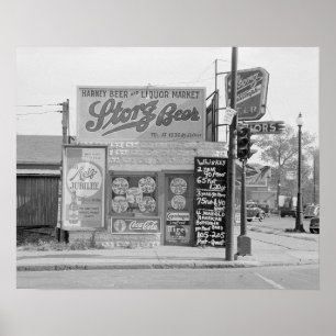 Poster Cerveja & licor Mercado, 1938. Foto do vintage