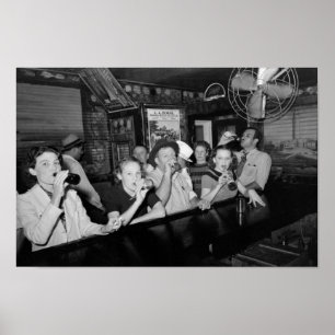 Poster Cerveja no bar - Grande Depressão do bebendo -