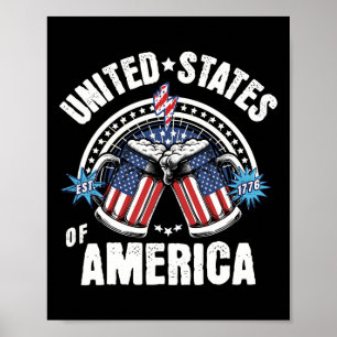 Poster Cerveja Patriótica Bandeira Americana Cerveja 4 De