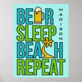 Poster Cerveja - Suspensão - Nome personalizado de praia 