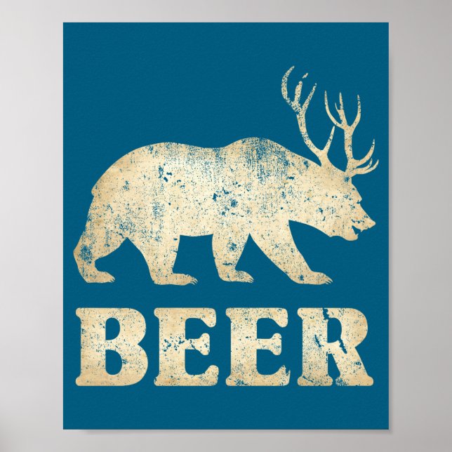 Poster Cerveja Vintage Bear Deer  (Frente)