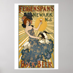 Poster Cervejaria Bock Beer Por Volta de 1895 Publicidade