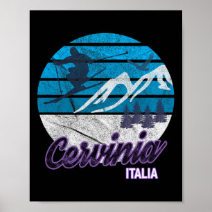 Poster Cervinia Valle D'aosta Itália Ski Resort Snowboard
