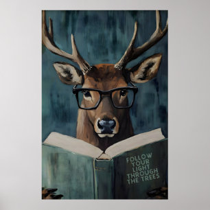 Poster Cervo Caprichoso Lendo Livro Motivacional – Engraç