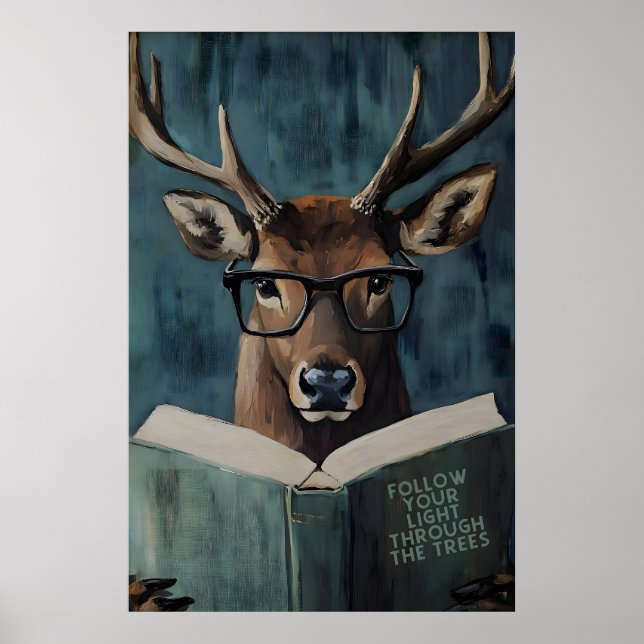 Poster Cervo Caprichoso Lendo Livro Motivacional – Engraç (Frente)