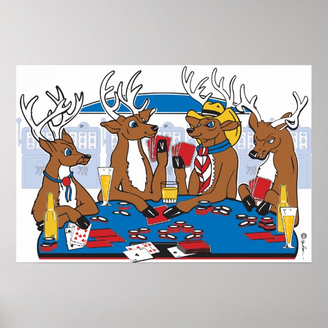 Poster Cervo com Cara de Poker (Frente)