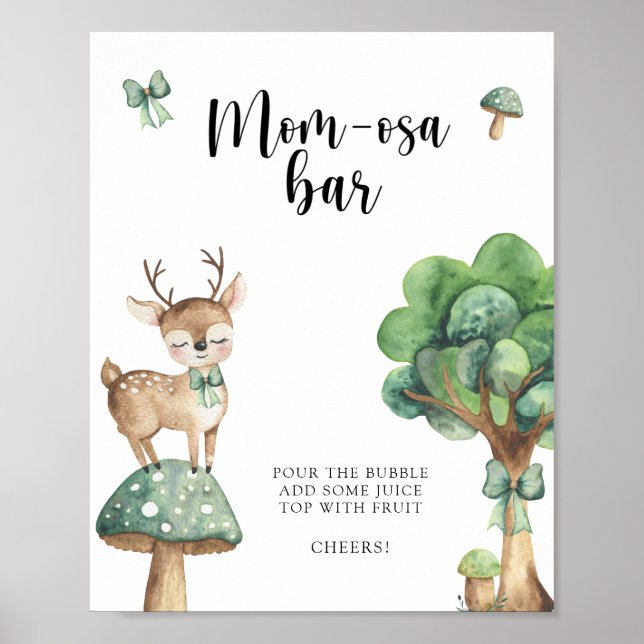 Poster Cervo em Aquarela - Bar Mom-osa (Frente)
