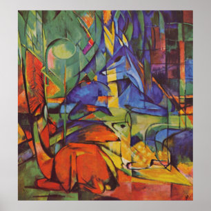 Poster Cervos na floresta Franz Marc