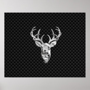 Poster Cervos selvagens de prata na decoração do estilo