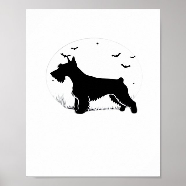 Poster Cesky Terrier Dog - Halloween Moon Silhouette Clas (Frente)