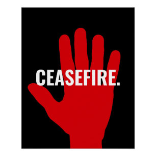 Póster Cessar-fogo preto vermelho-preto pára de guerra