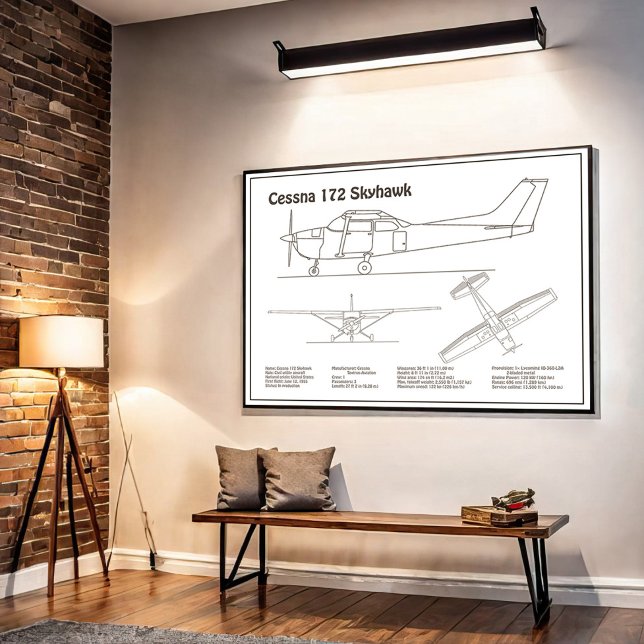 Poster Cessna 172 Skyhawk - Planos Blueprint de Avião BD (Criador carregado)