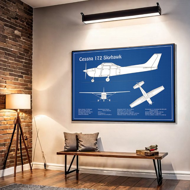 Poster Cessna 172 Skyhawk - Planos de Blueprint de avião  (Criador carregado)