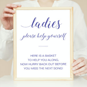 Poster Cesta de Banheiro Feminino Sinal de Casamento Azul