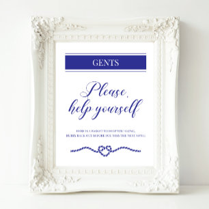 Poster Cesta de Banheiro Sinal de Casamento Náutico Azul