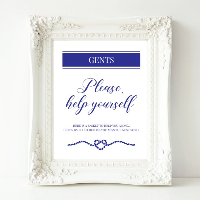 Poster Cesta de Banheiro Sinal de Casamento Náutico Azul  (Criador carregado)
