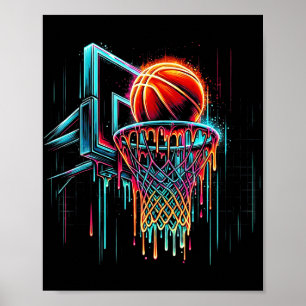 Poster Cesta de Basquete Colorida Derramando Cor